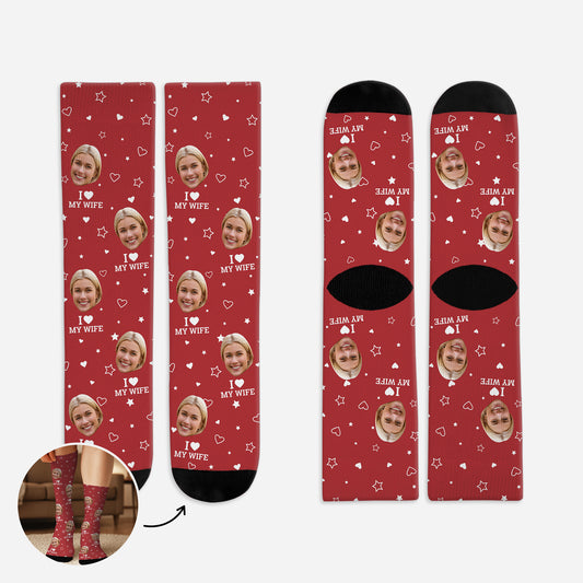 5302JUS1 personalized gifts for husband i love my wife socks with faces 5302J8LMG