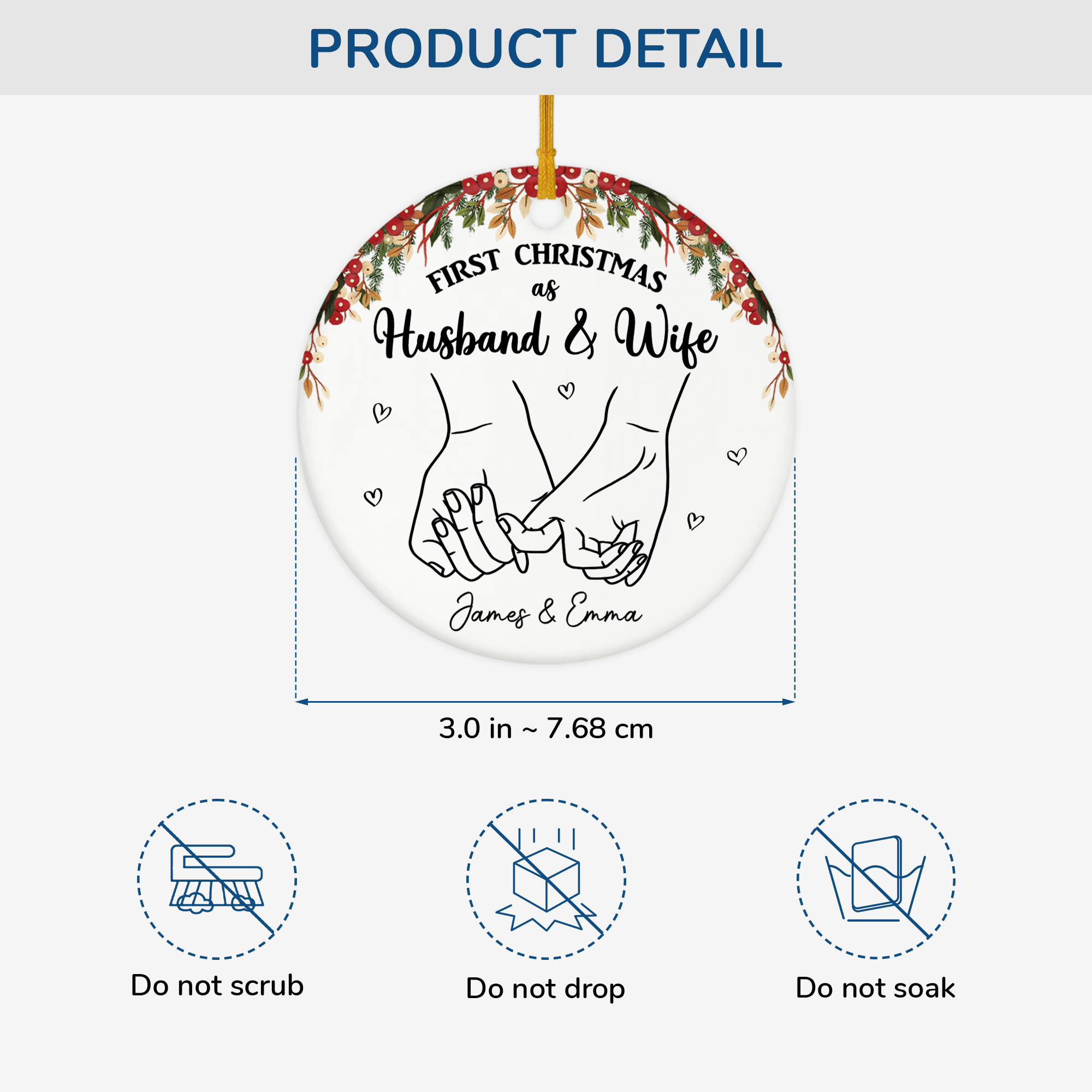 5343OUS3 custom ceramic ornament first christmas as husband and wife gifts_ 5343OKV0G