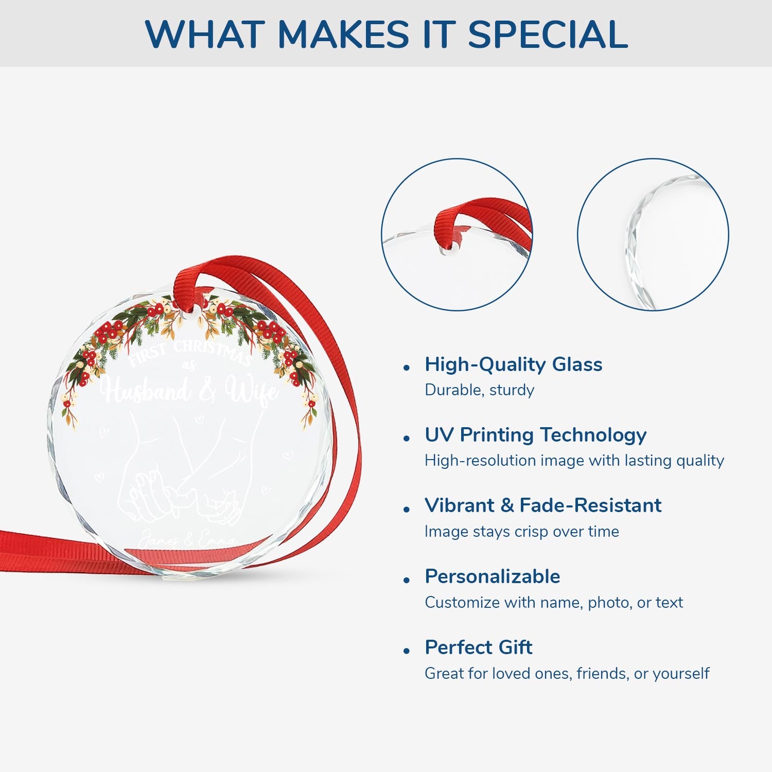 5343OUS4 custom glass ornament_ first christmas as husband and wife gifts 5343OKMAG