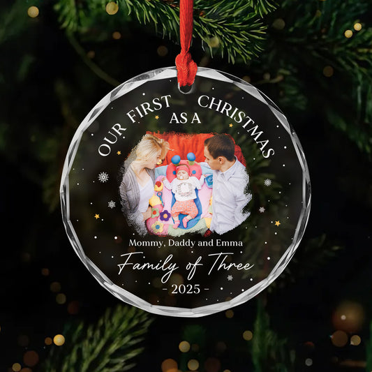 5350OUS1 custom glass ornaments our first christmas as a family of 3_ 5350OKUZI