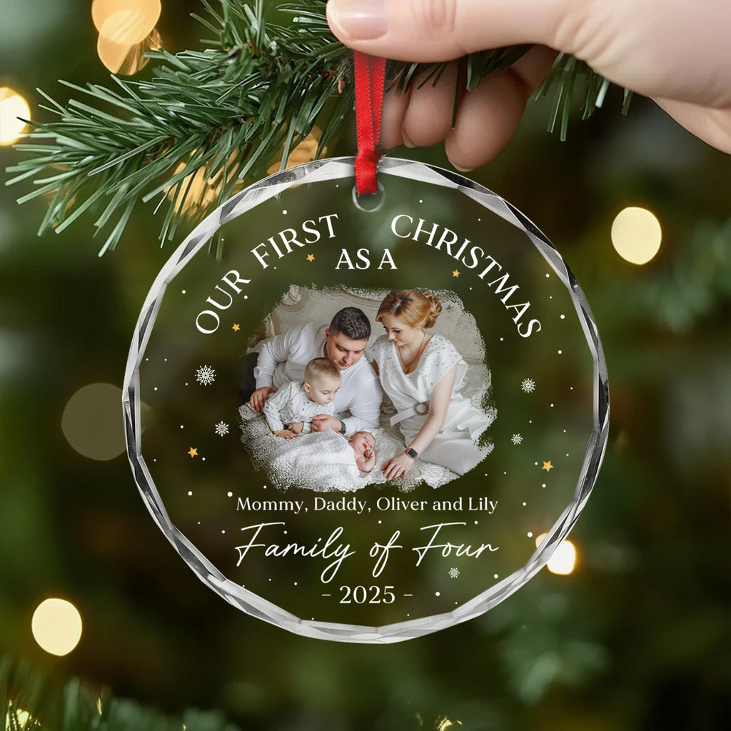 5350OUS2 custom glass ornaments our first christmas as a family of 3_ 5350OKUZI