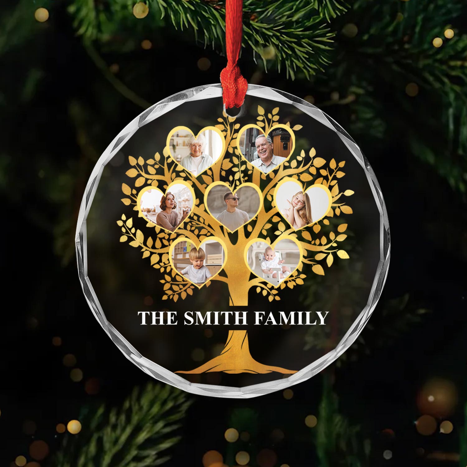 5376OUS1 personalized family tree gifts glass christmas tree ornaments 5376O