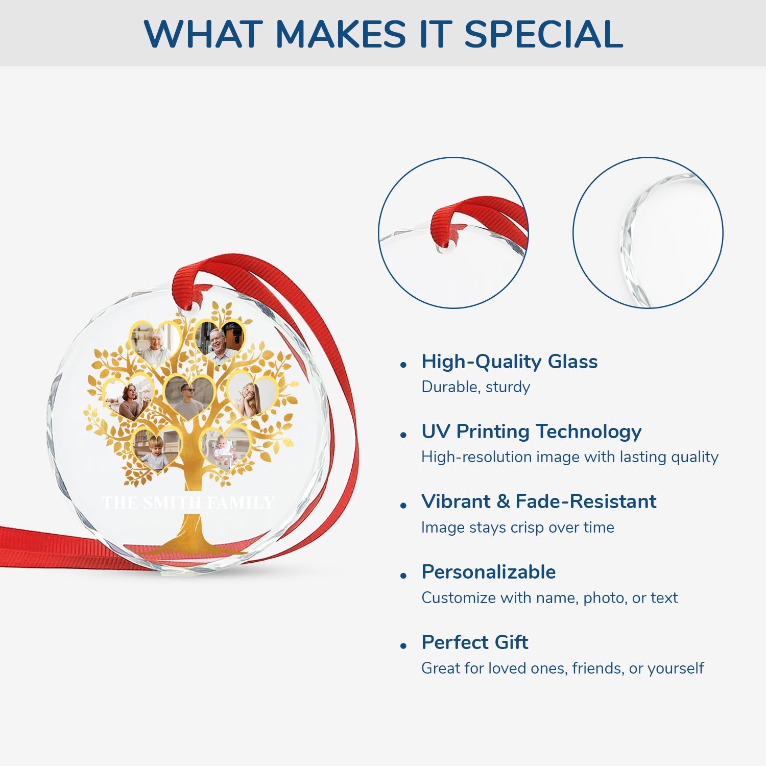 5376OUS4 personalized family tree gifts glass christmas tree ornaments 5376O