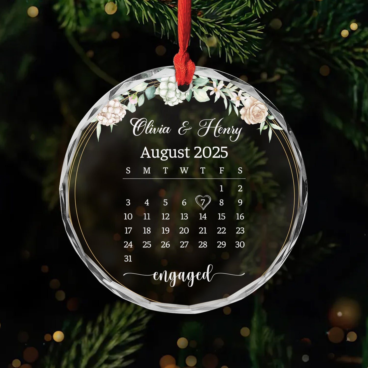 5393OUS1 personalized glass ornaments engagement gifts for couples 5393OKLNG