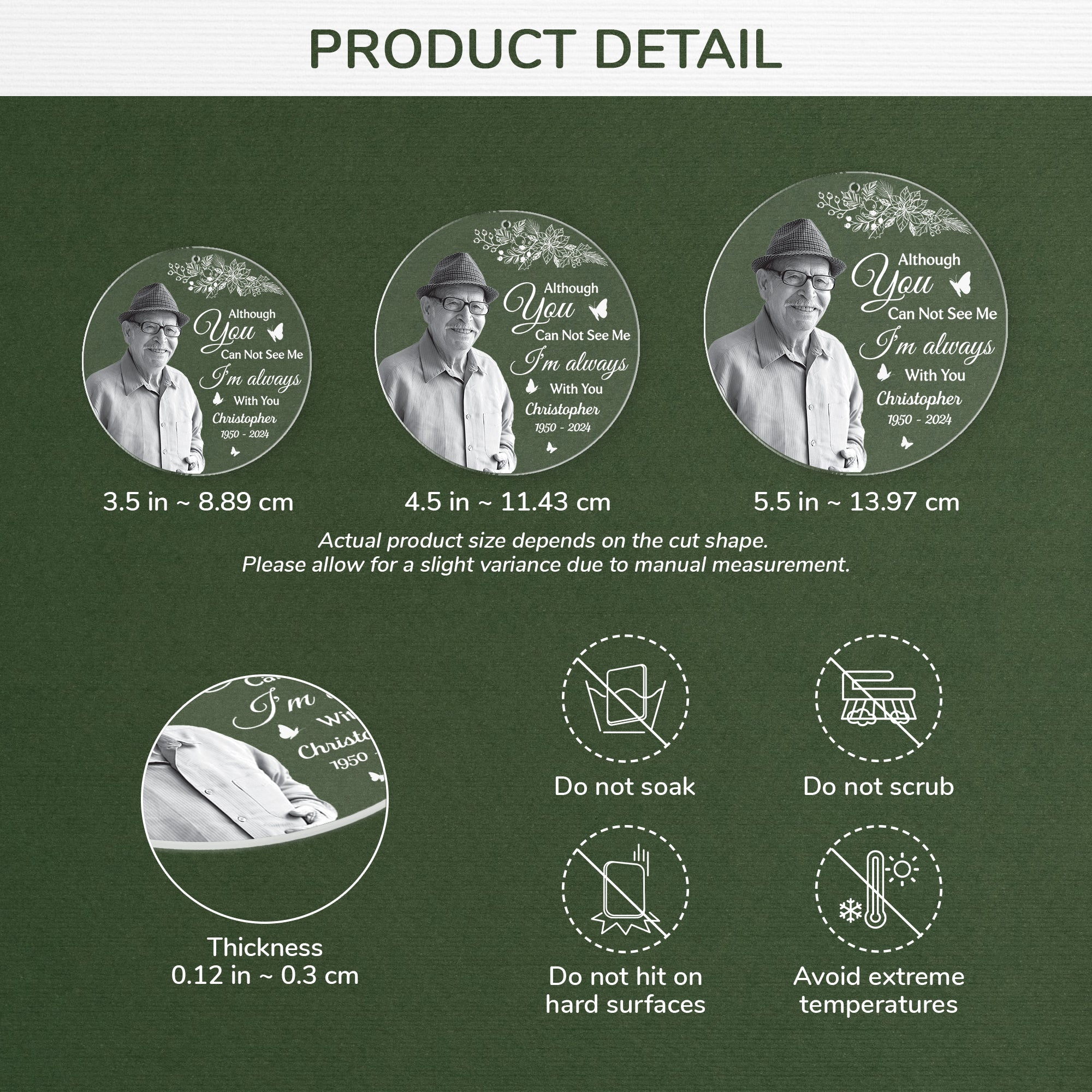 5399OUS3 acrylic memorial photo ornament personalized remembrance gifts 5399O8PNB