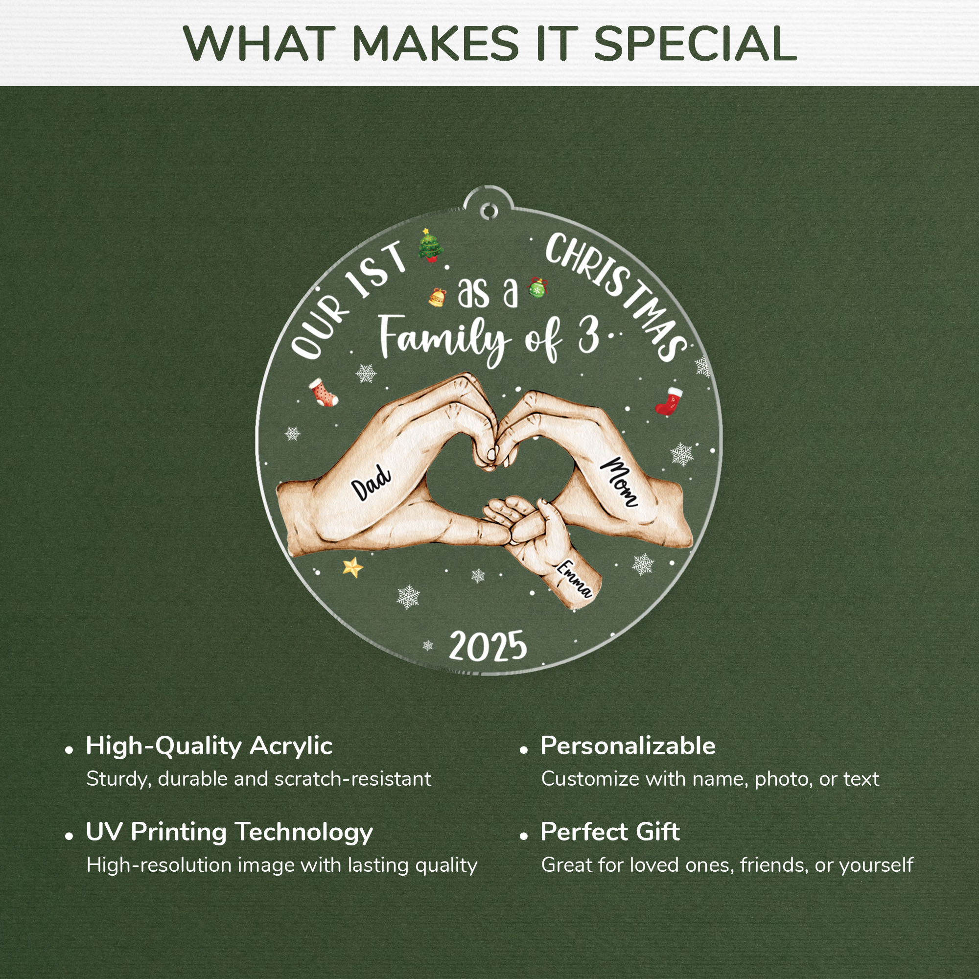 5403OUS4 acrylic first christmas as a family of 3 ornament custom family gifts 5403O