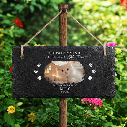 5408EUK2 personalised in loving memory slate garden sign with photo for loss of dogcat 5408ecq5c
