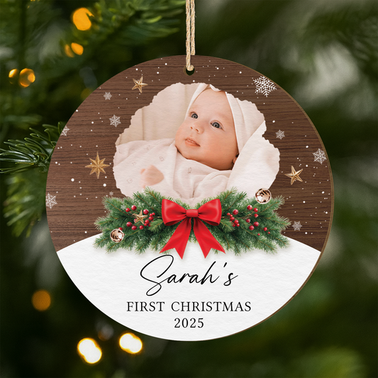 5413OUS1 custom baby first christmas ornament 1 layered wood photo ornaments 5413OKT5K