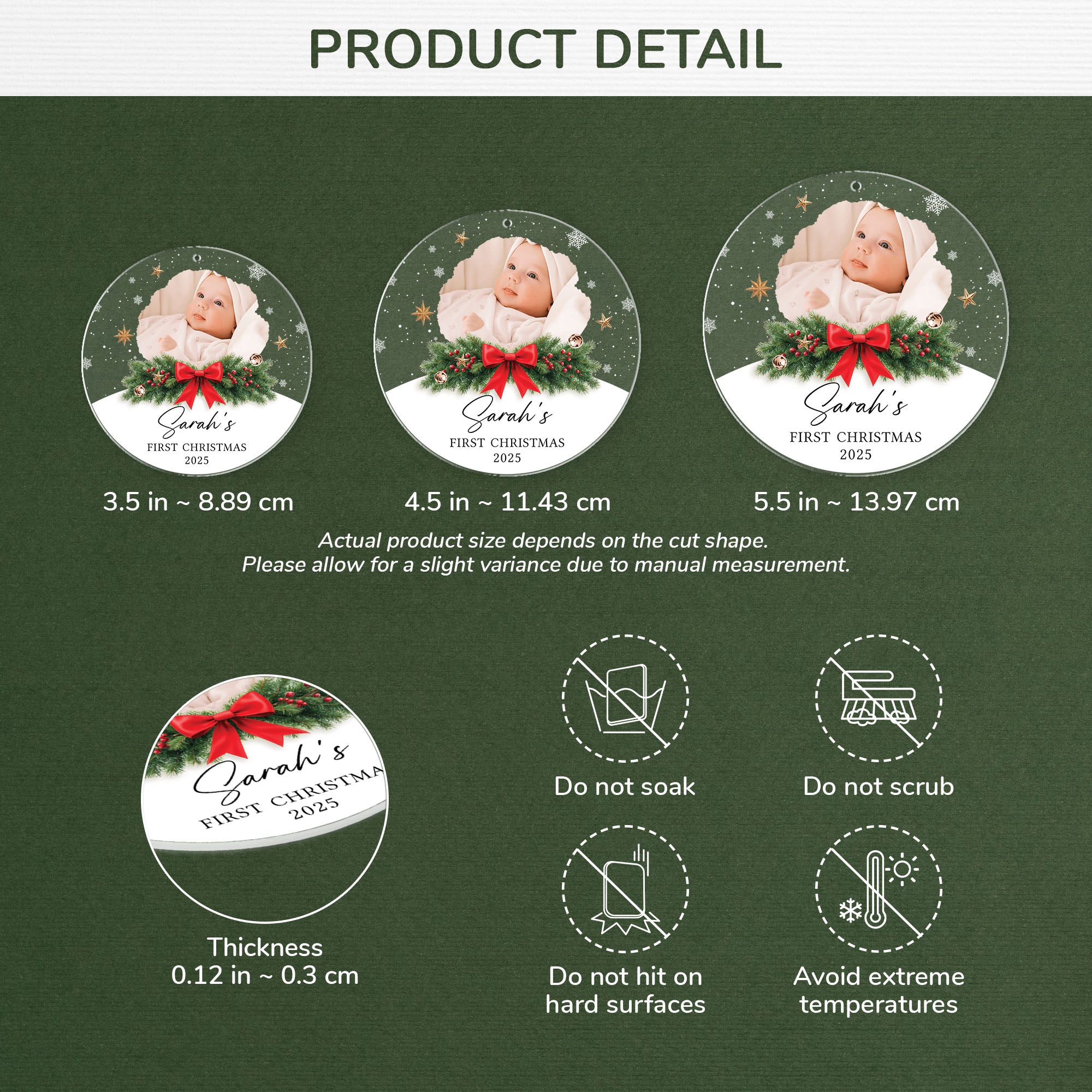 5413OUS3 custom acrylic photo ornaments babys first christmas ornament 5413OKV0K