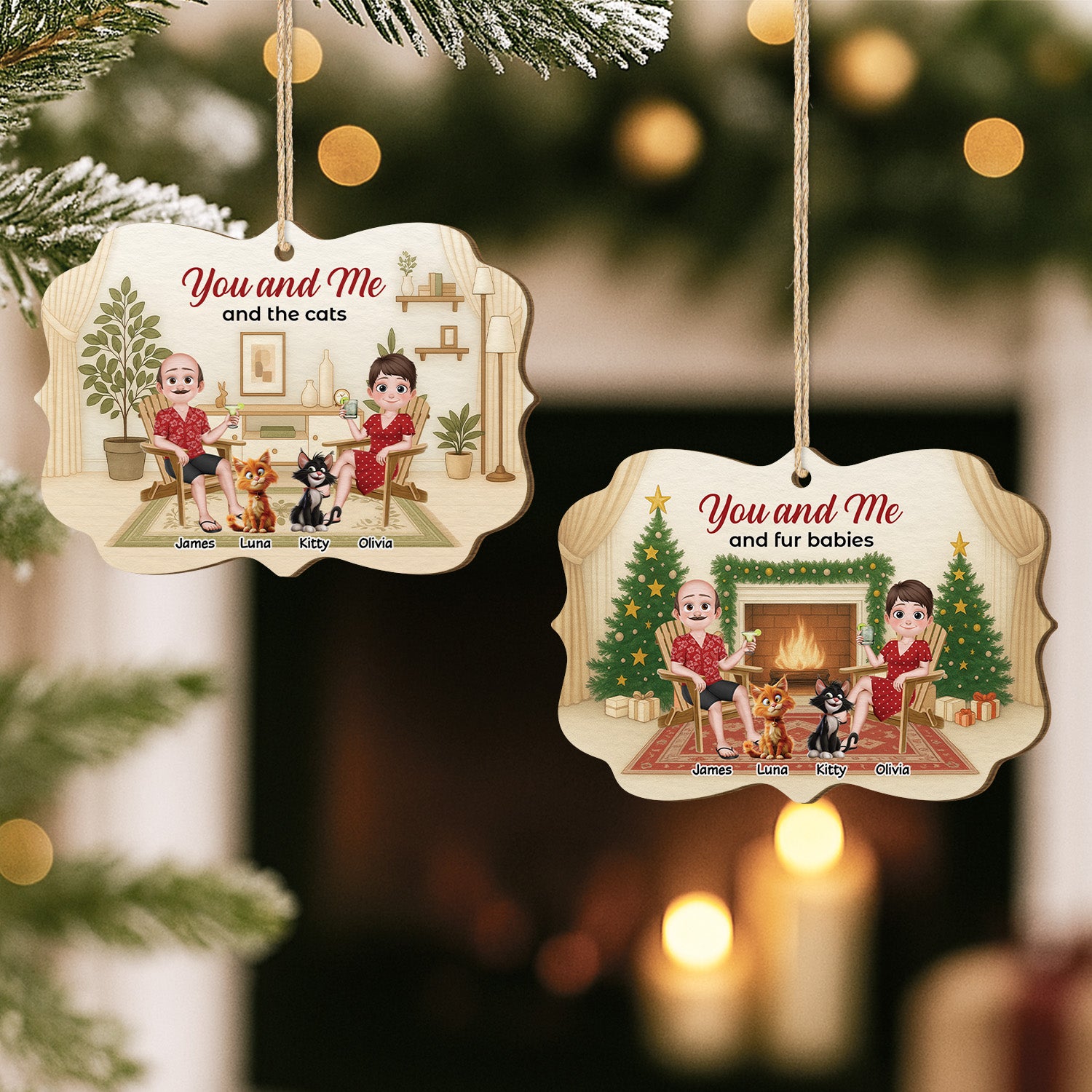 5418OUS2 custom couple gifts for cat lovers 1 layered wooden ornament 5418O6LMG_7d772d09 f575 446c a69a 6ce26a40c519