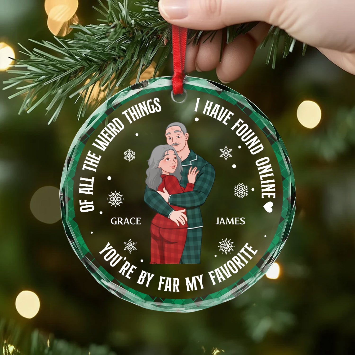 5426OUS2 custom glass xmas ornaments funny christmas gifts for couples 5426OKLZG
