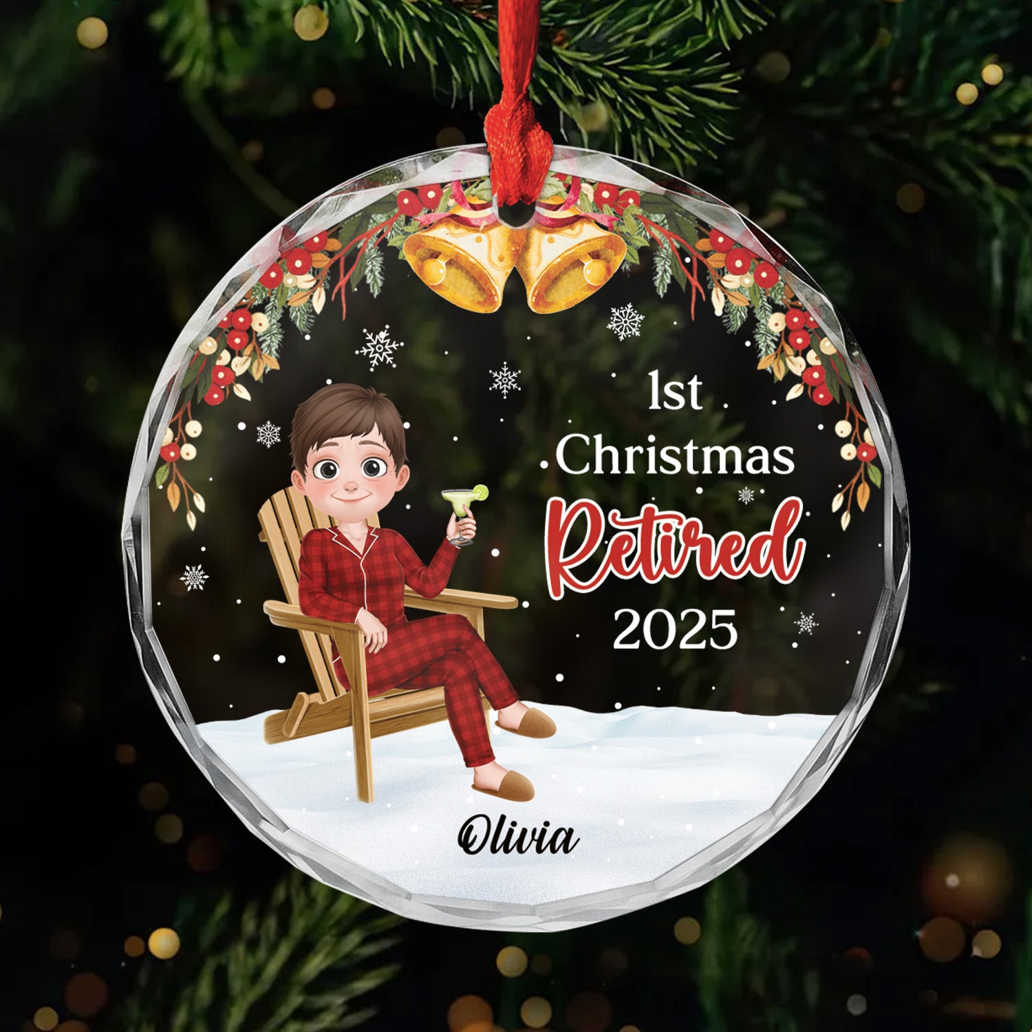 5429OUS1 custom gifts for retired women_ 1st christmas retired ornament 5429OKTMA