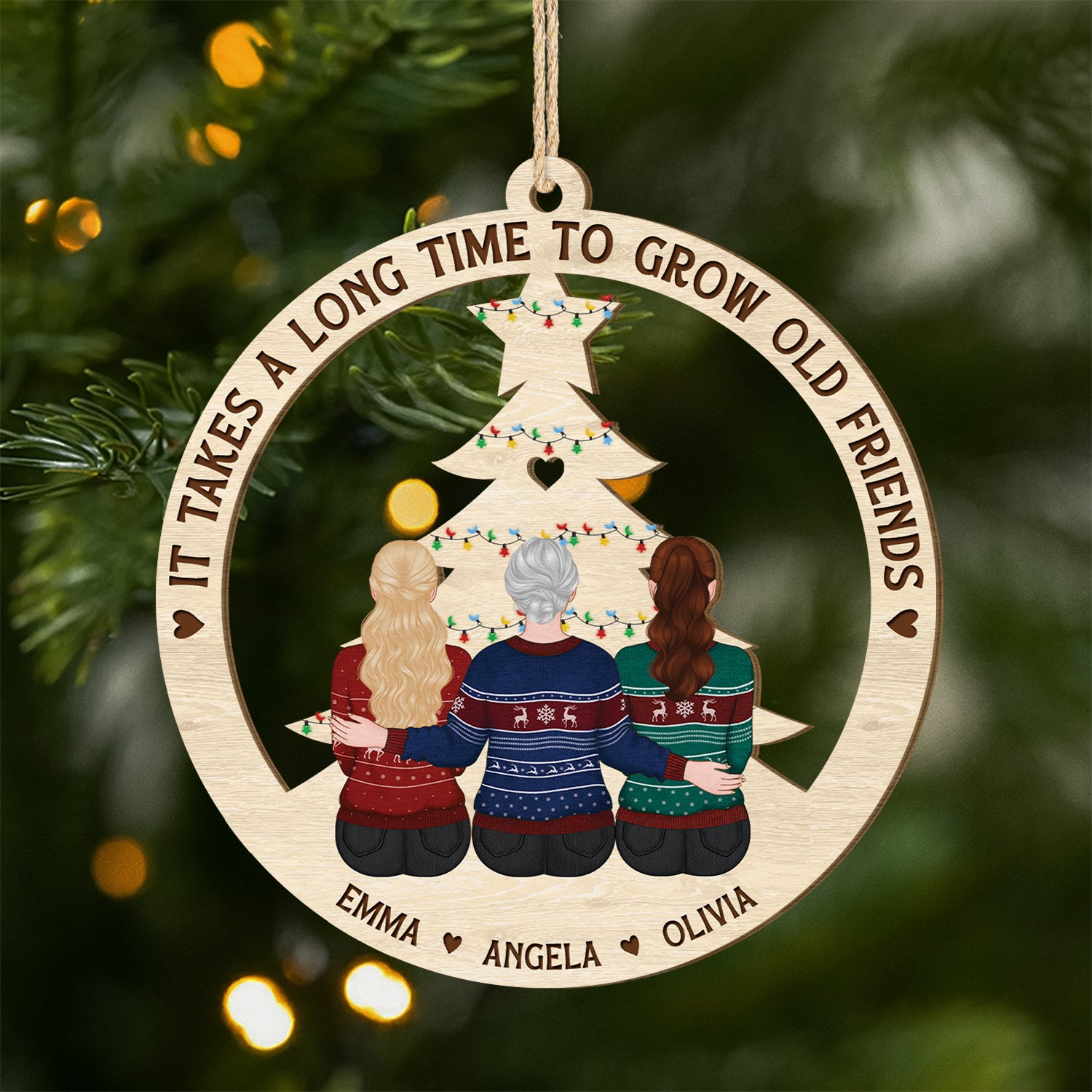 5435OUS1 1 layered wooden ornament personalized xmas gifts for friends 5435O8LNF