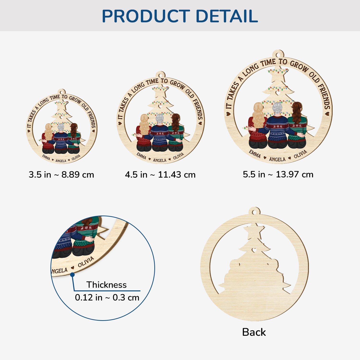 5435OUS3 1 layered wooden ornament personalized xmas gifts for friends 5435O8LNF