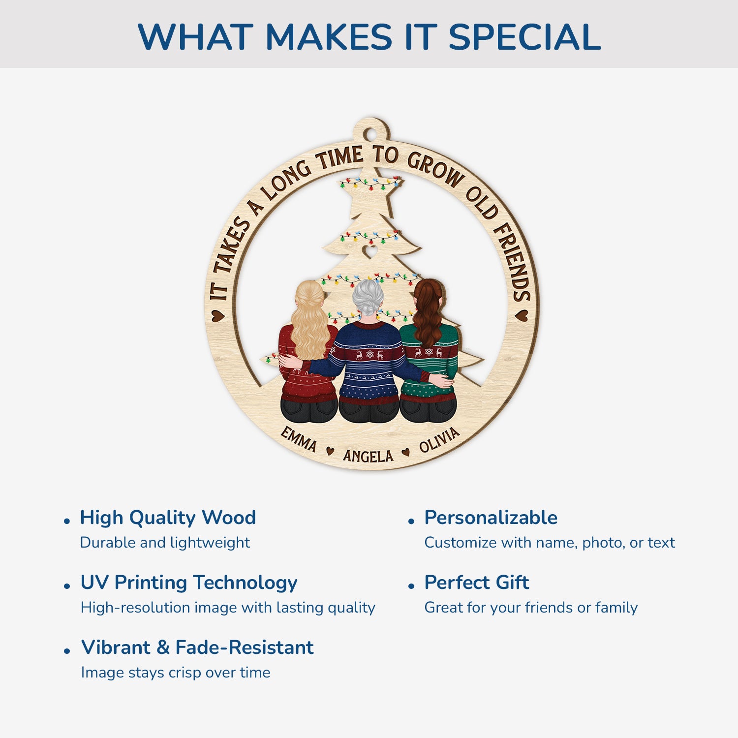 5435OUS4 1 layered wooden ornament personalized xmas gifts for friends 5435O8LNF