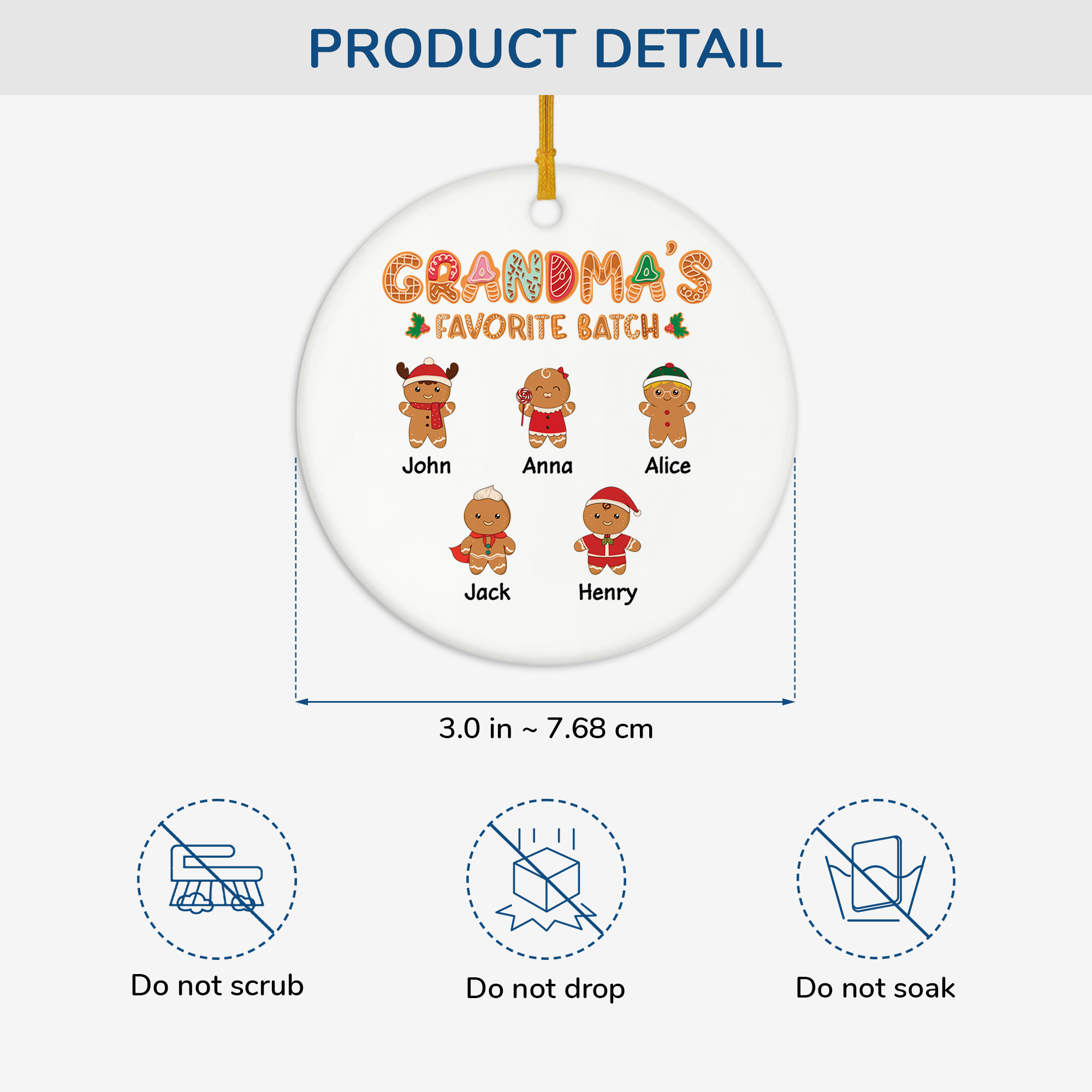 5438OUS3 custom xmas gifts for grandma ceramic gingerbread man ornament_ 5438OKZ0A