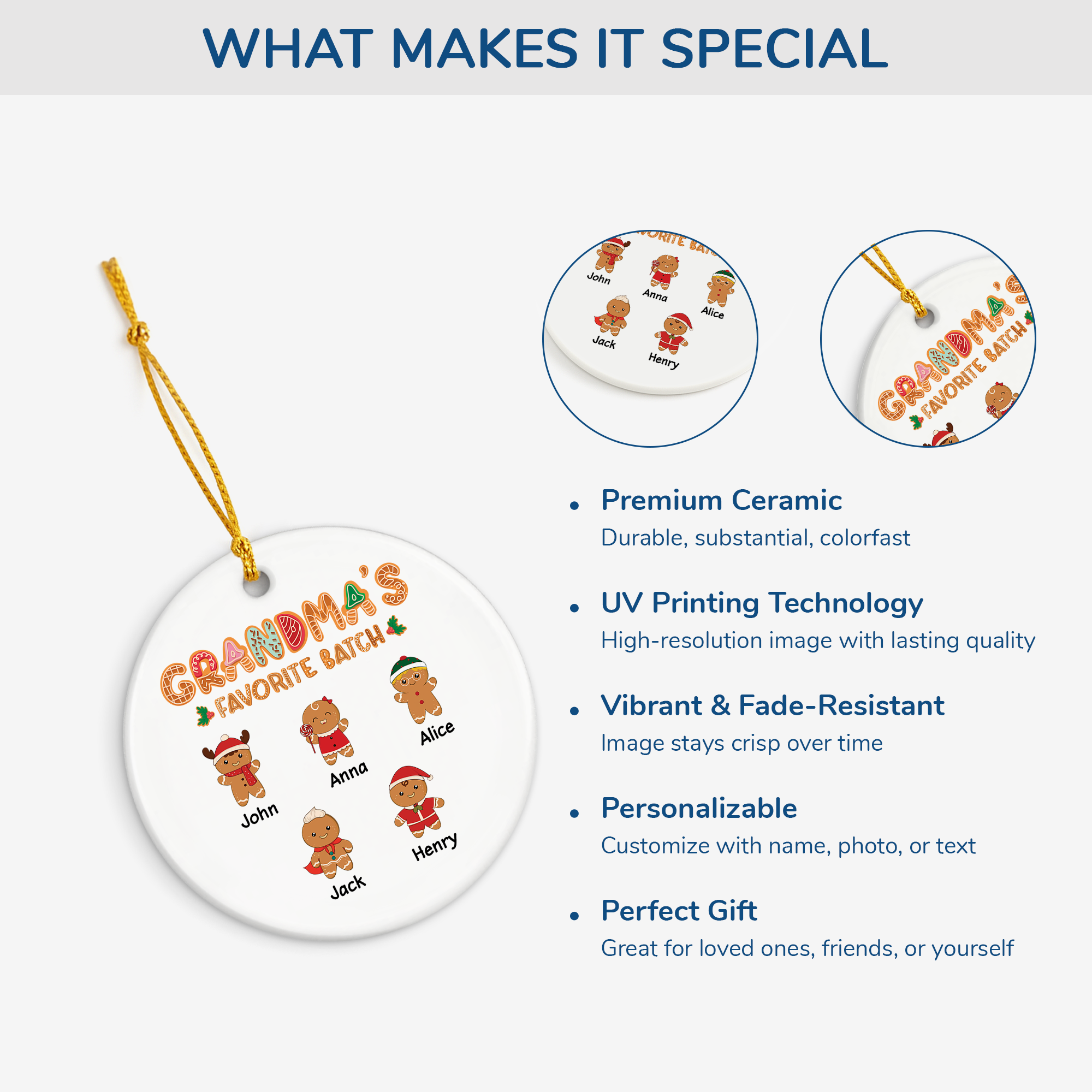 5438OUS4 custom xmas gifts for grandma ceramic gingerbread man ornament_ 5438OKZ0A