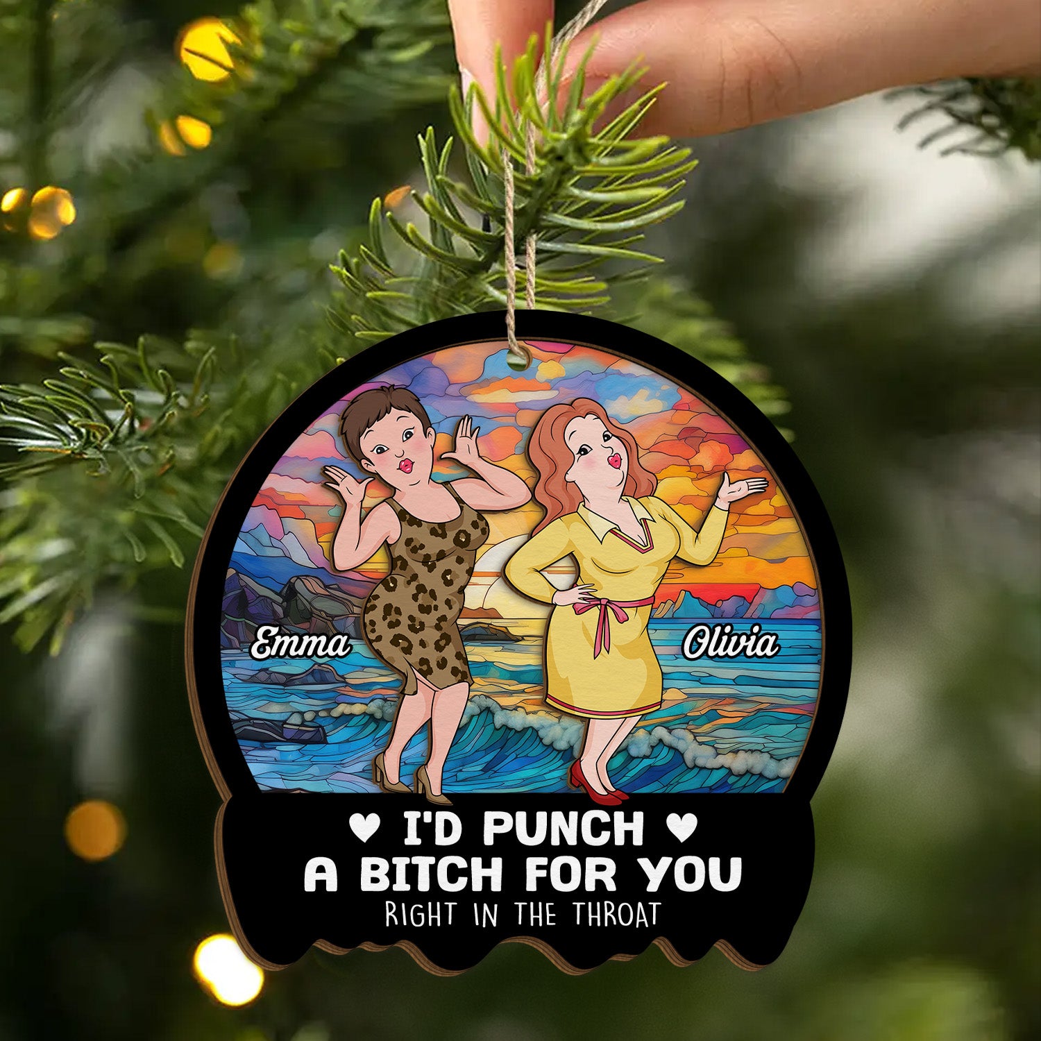 5446OUS2 personalized christmas gifts for friends 2 layered wood ornament_ 5446O8TTF