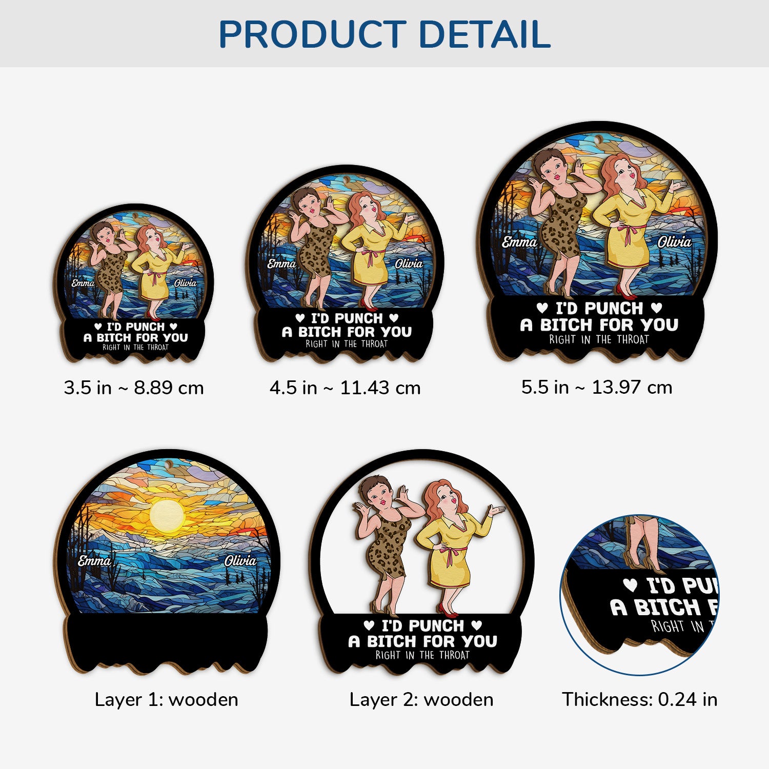 5446OUS3 personalized christmas gifts for friends 2 layered wood ornament_ 5446O8TTF