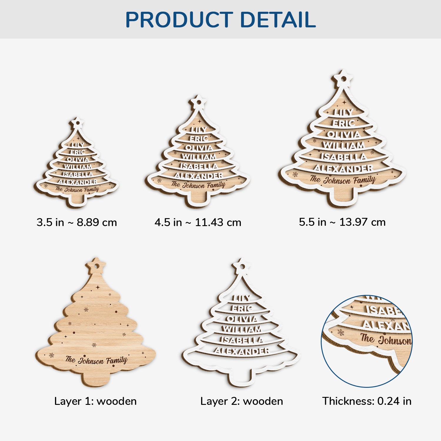 5449OUS3 custom family gifts 2 layered christmas tree wood ornaments_ 5449O6ZMF
