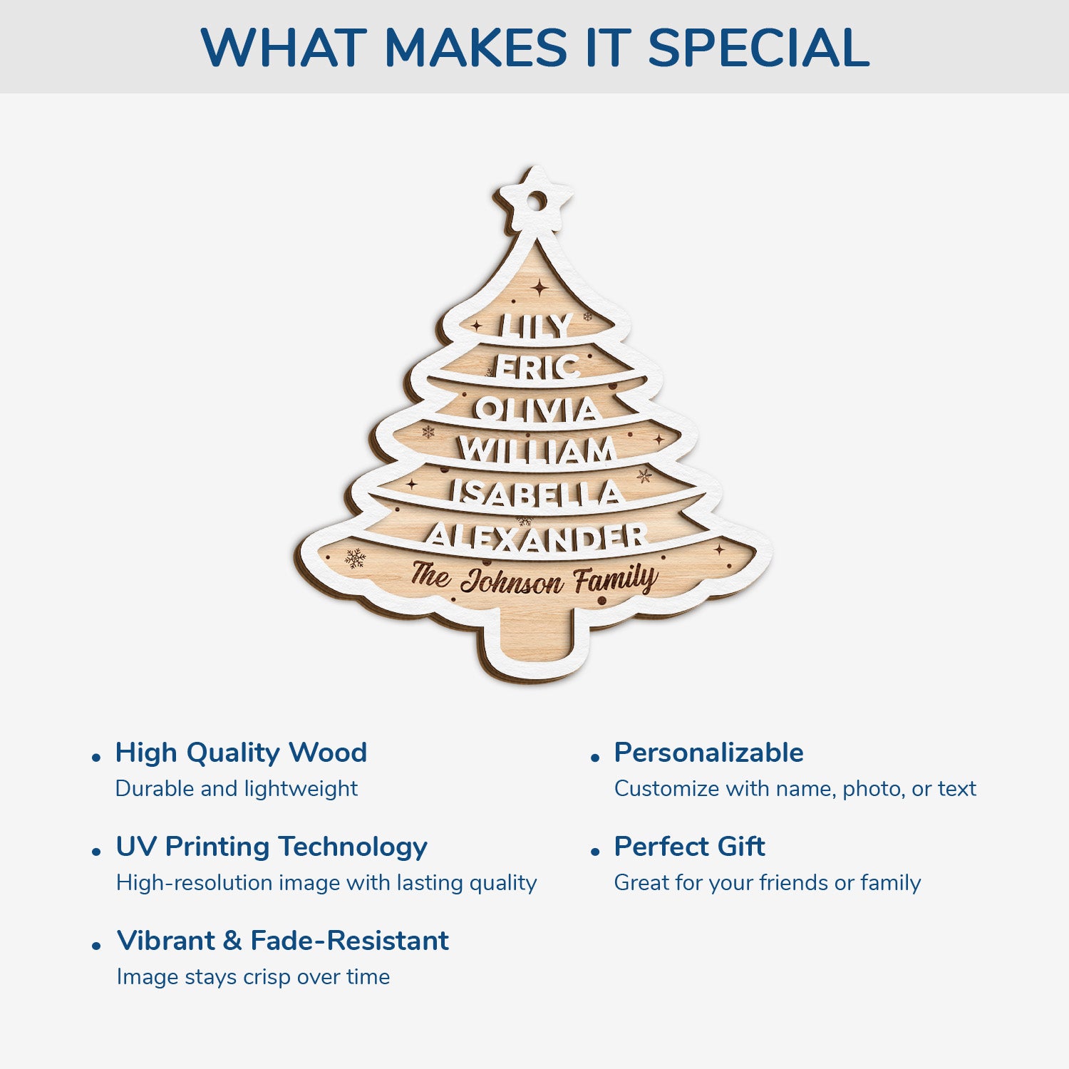 5449OUS4 custom family gifts 2 layered christmas tree wood ornaments_ 5449O6ZMF
