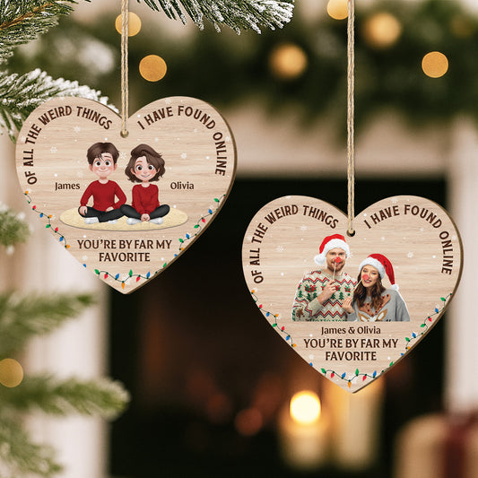 5456OUS2 custom 1 layered wood ornament funny christmas gifts for couples_ 5456OKUMG