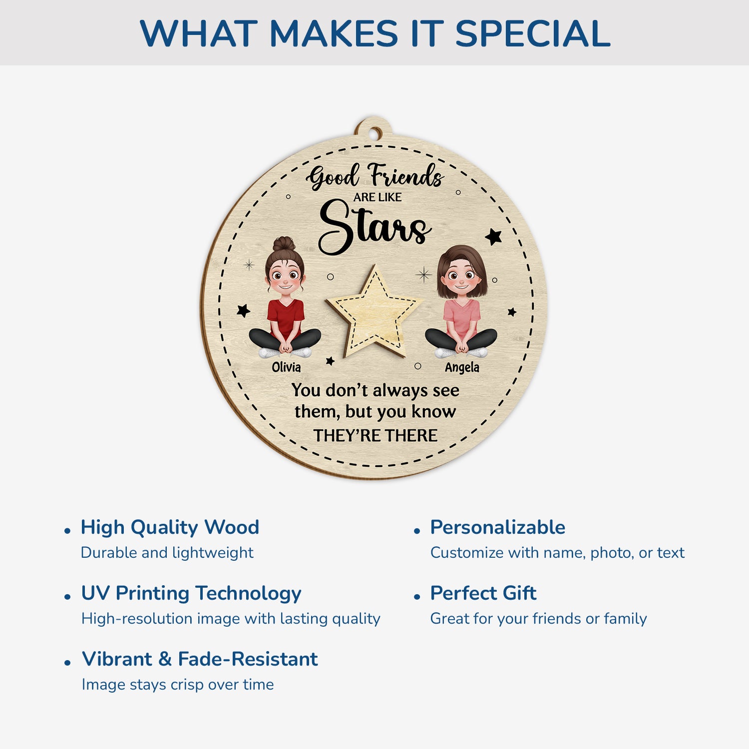 5457OUS4 custom 2 layered wood ornament good friends are like stars gifts_ 5457OTHNF