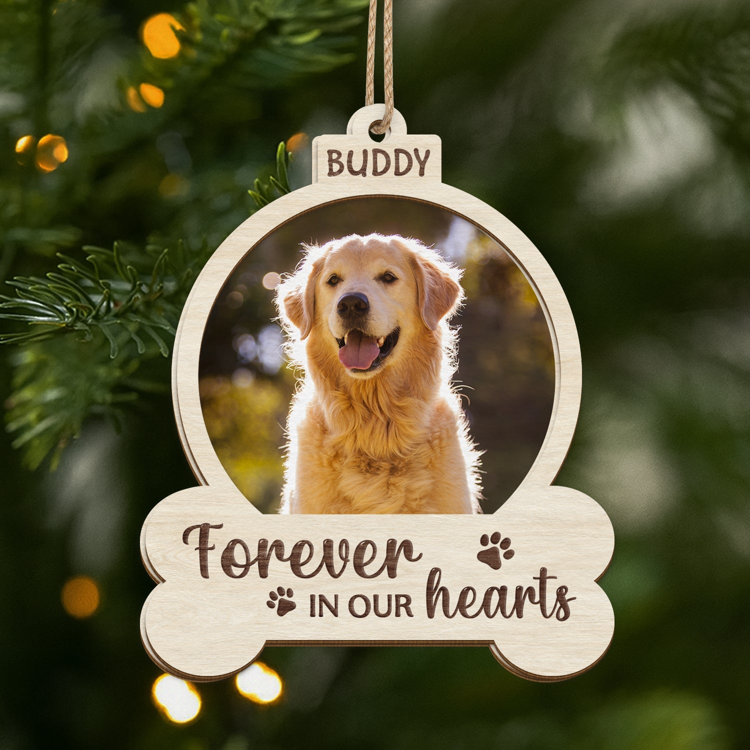 5458OUS1 custom dog memorial gifts with photo 2 layered wood ornaments 5458O8QZC