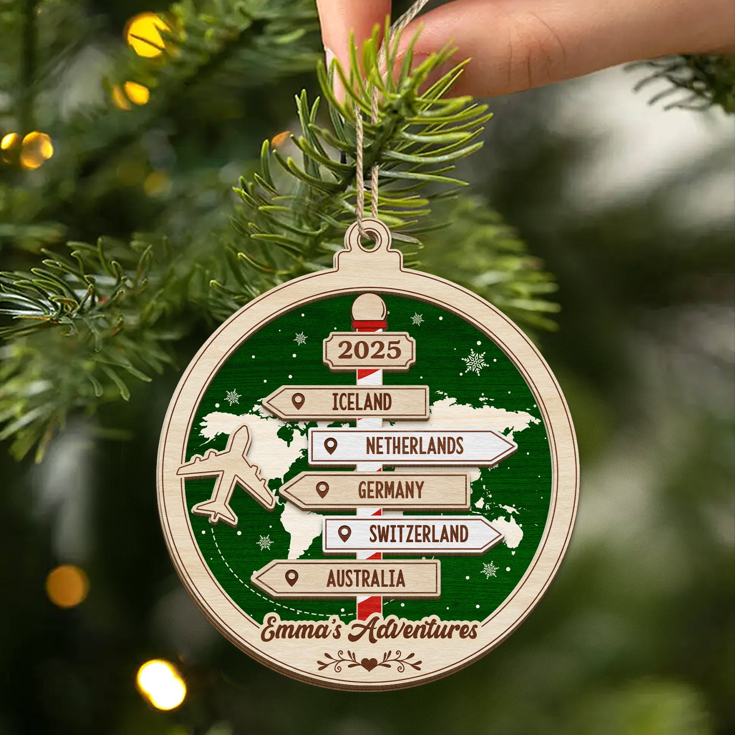 5459OUS2 custom christmas gifts for travelers_ 2 layered wood ornament_s 5459OTTZR