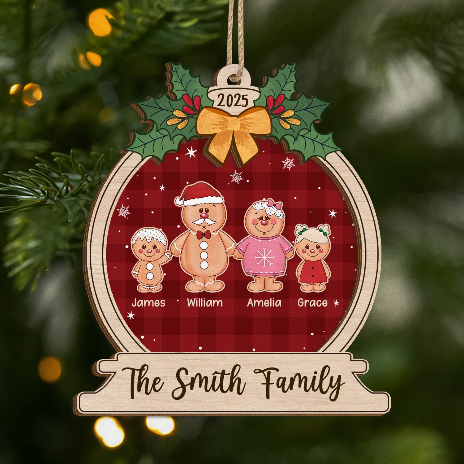 5462OUS1 custom family xmas gifts 2 layered wood gingerbread man ornament_s 5462OTTQI