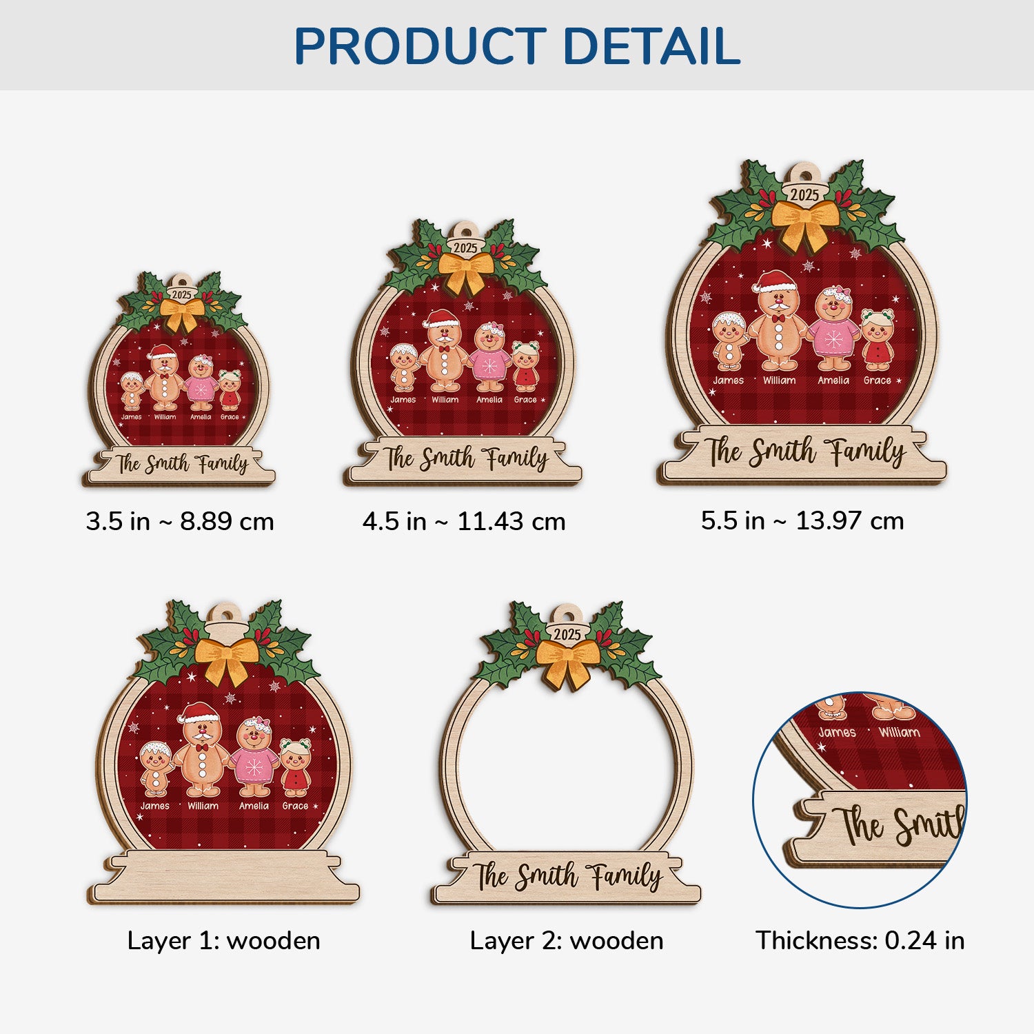 5462OUS3 custom family xmas gifts 2 layered wood gingerbread man ornament_s 5462OTTQI