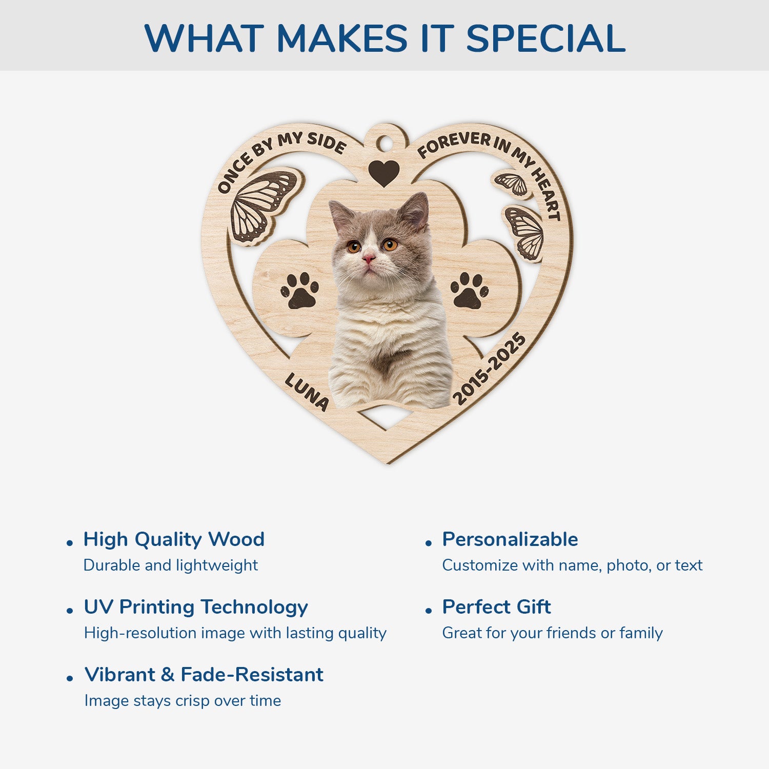 5466OUS4 personalized cat memorial gifts 1 layered wood photo ornament_s 5466O