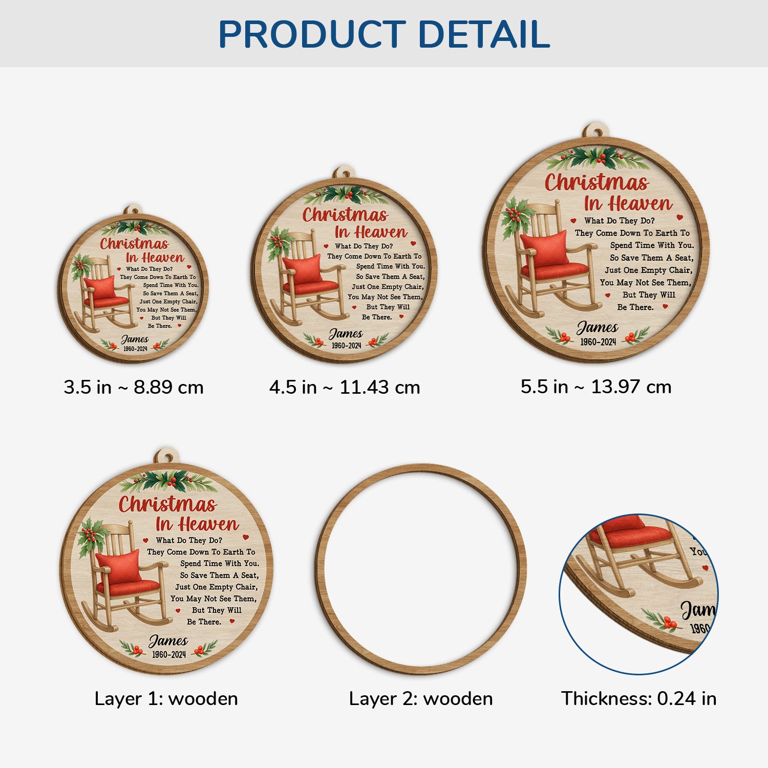 5469OUS3 custom 2 layered wood ornament_ christmas in heaven ornament 5469OTHMA