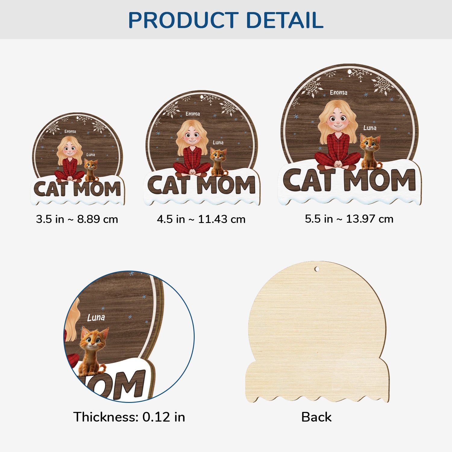 5483OUS3 custom gifts for cat lovers 1 layered wooden xmas ornament_s 5483OKHAD