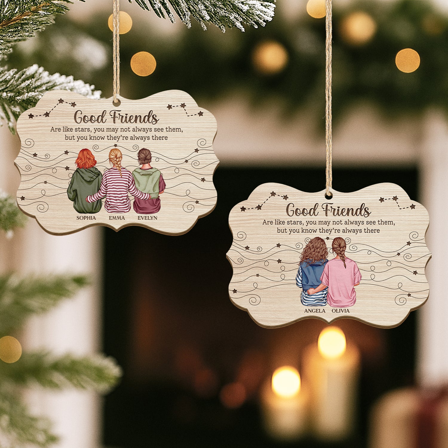5488OUS2 personalized best friend gifts 1 layered wood xmas ornaments 5488OTYZF