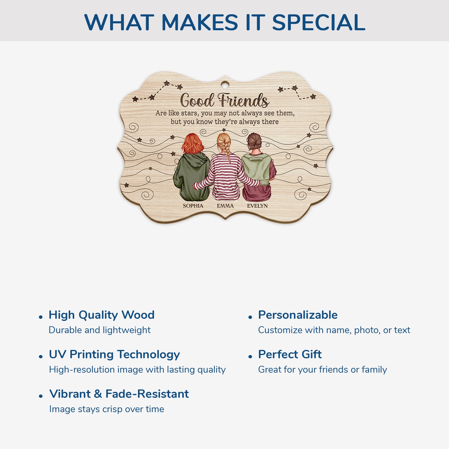 5488OUS4 personalized best friend gifts 1 layered wood xmas ornaments 5488OTYZF