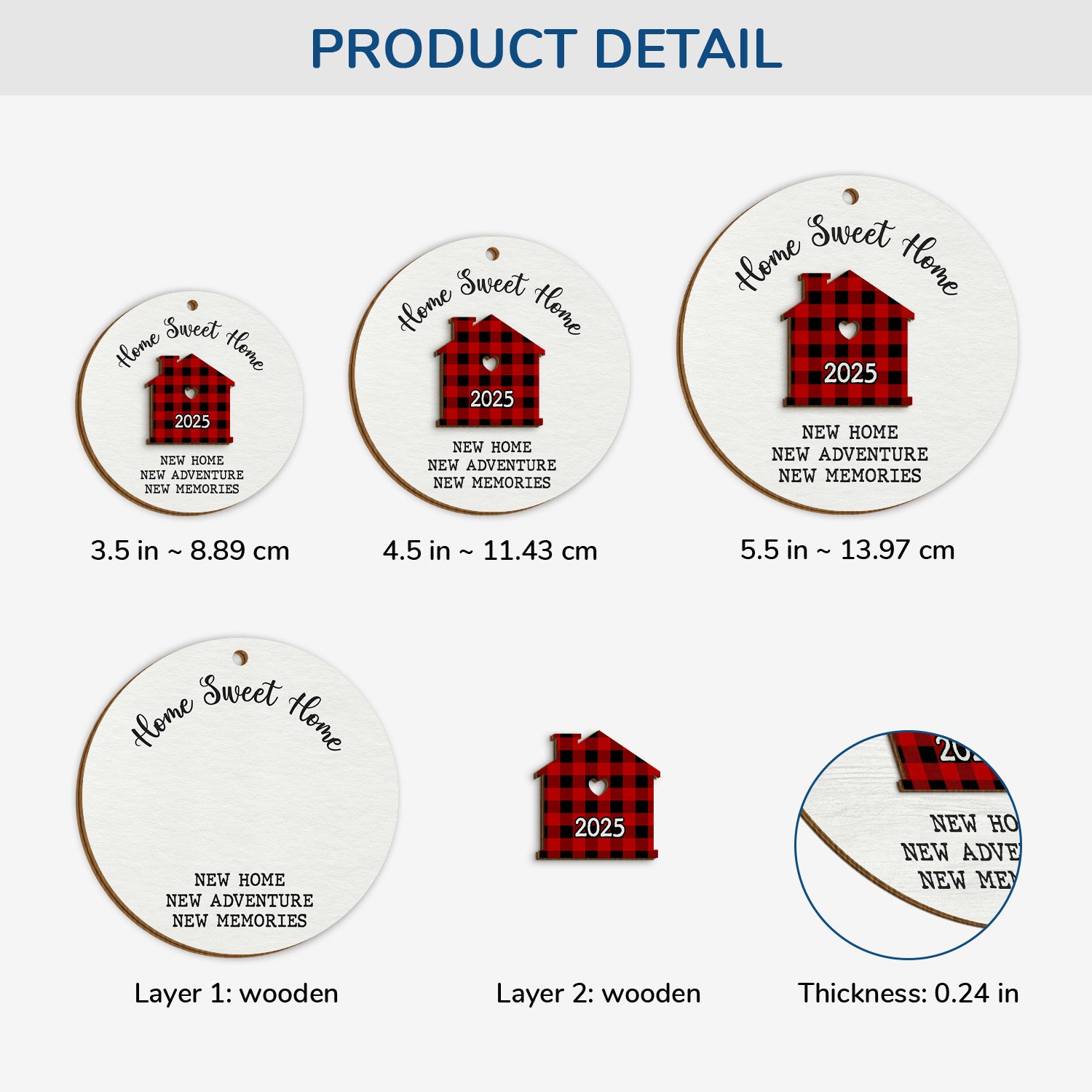 5499QUS3 personalized family gifts 2 layered wooden new home ornament 5499Q6TAI