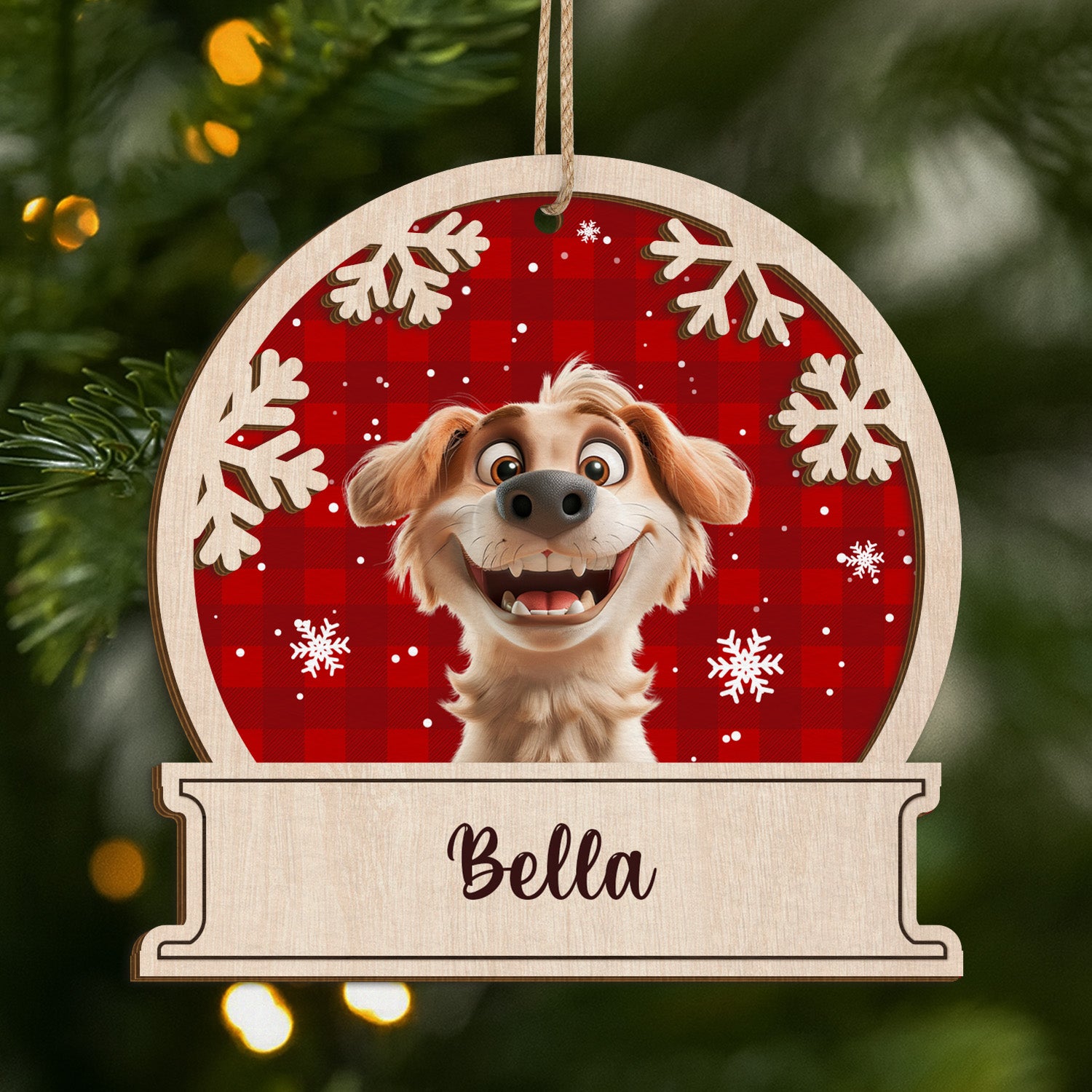 5510OUS1 personalized dog gifts for humans 2 layered wooden xmas ornaments 5510OKZAC
