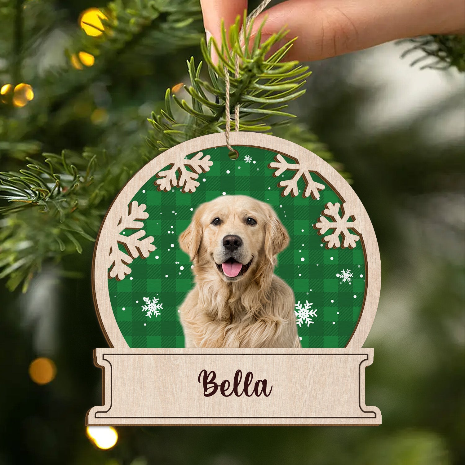 5510OUS2 personalized dog gifts for humans 2 layered wooden xmas ornaments 5510OKZAC