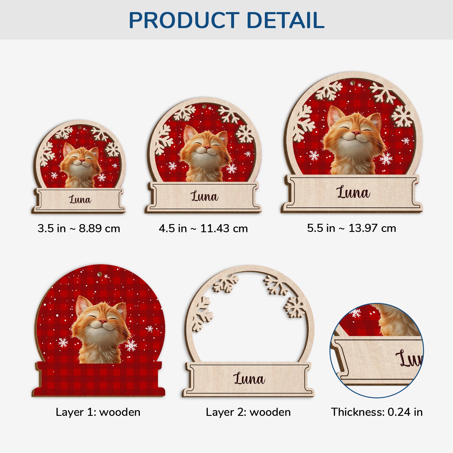 5510OUS3 personalized cat gifts for humans 2 layered wooden xmas ornaments 5510OKZAD