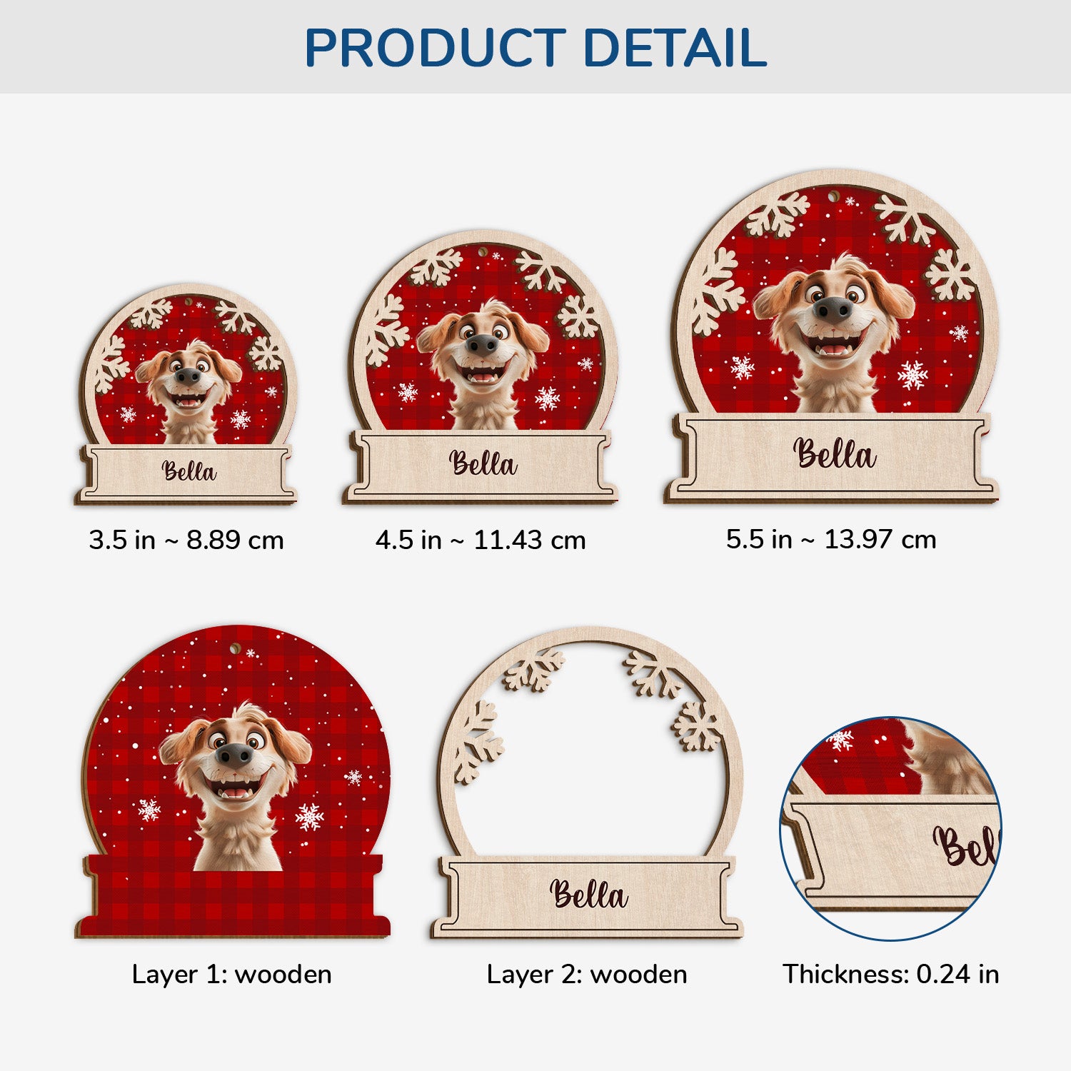 5510OUS3 personalized dog gifts for humans 2 layered wooden xmas ornaments 5510OKZAC