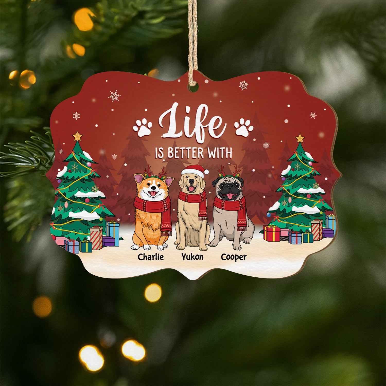 5511OUS1 custom gifts for dog owners 1 layered wooden xmas ornaments 5511OTLMC