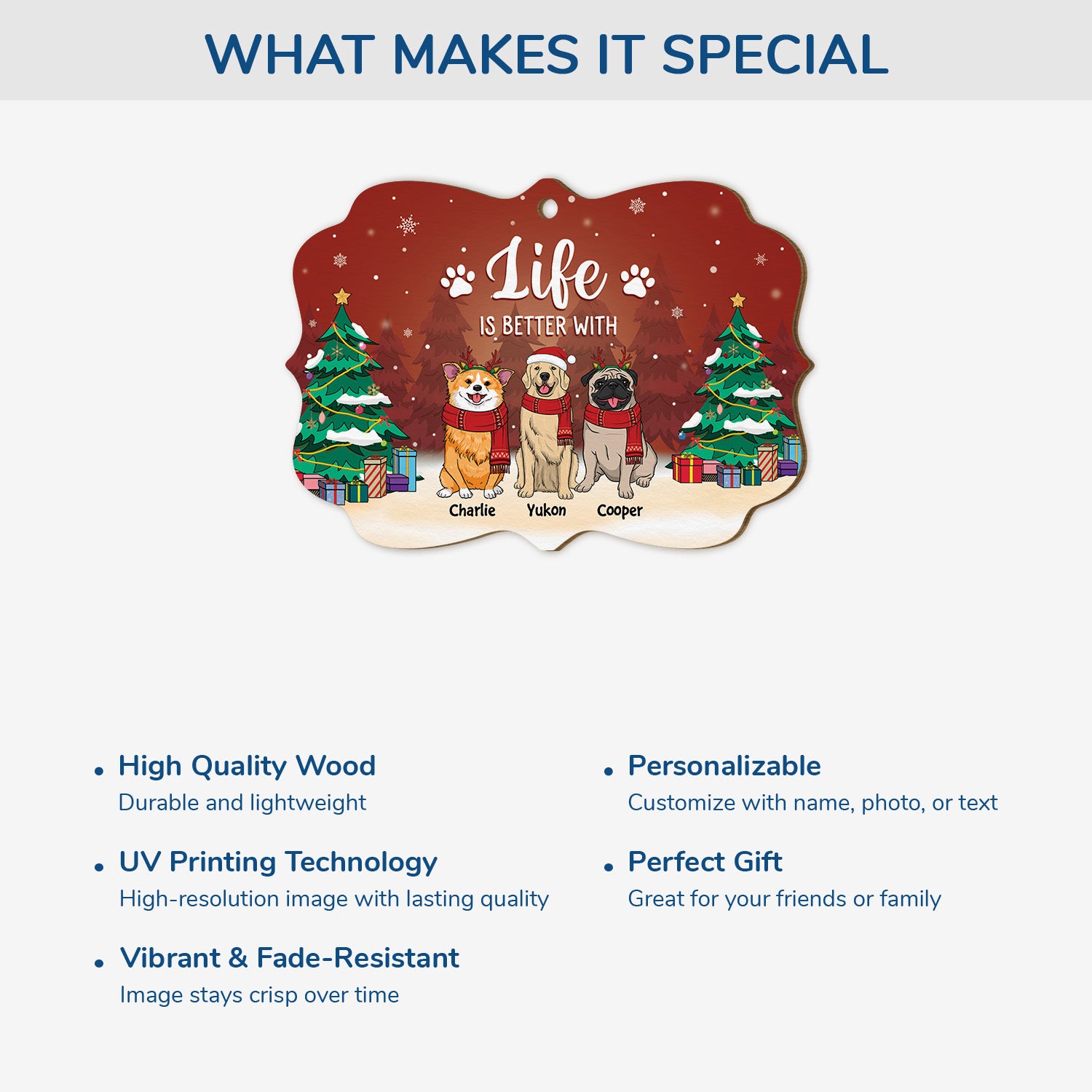 5511OUS4 custom gifts for dog owners 1 layered wooden xmas ornaments 5511OTLMC