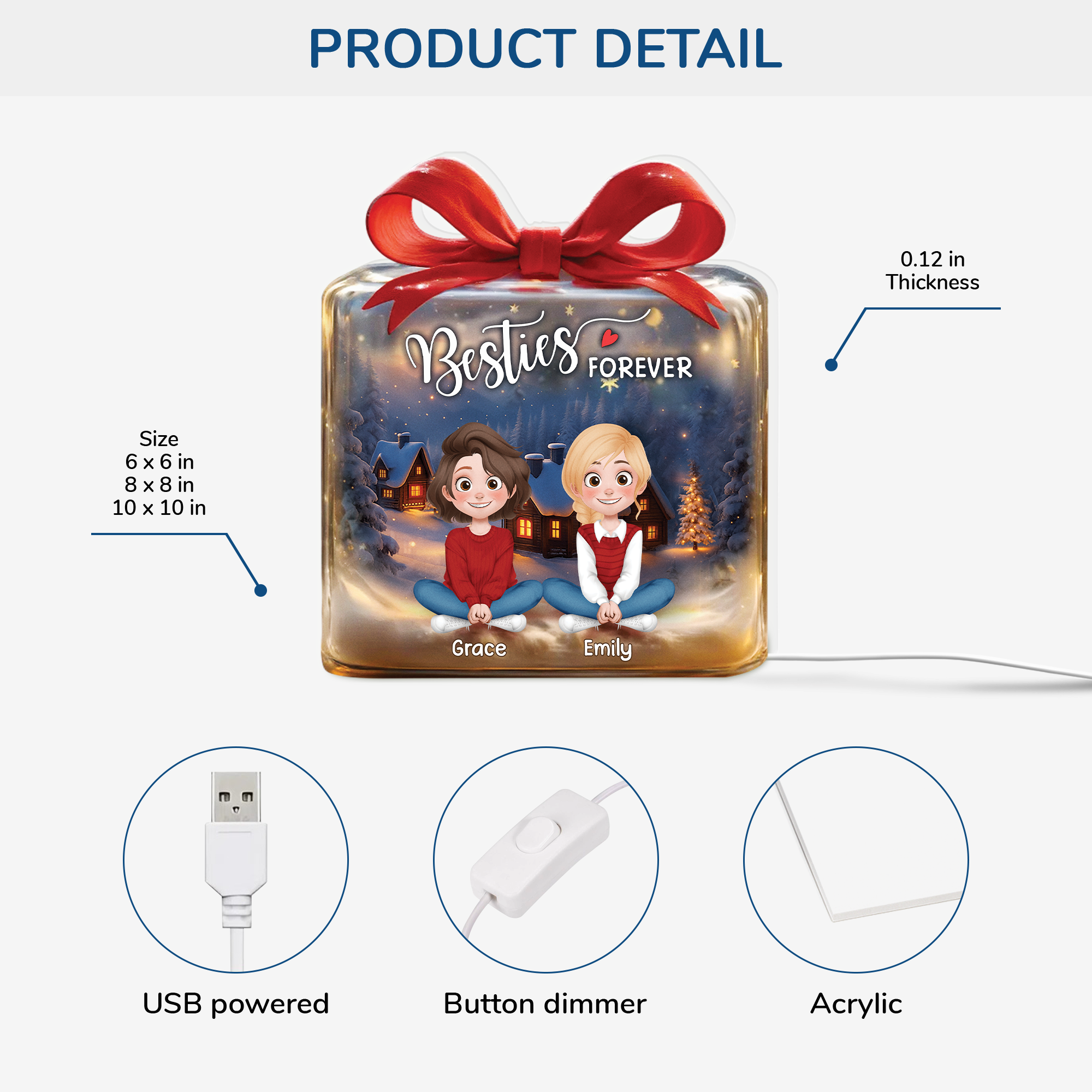 5523LUS3 3d printing effect besties forever light box custom xmas gifts for friends 5523LKTAF