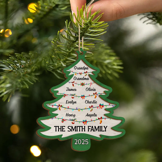 5527OUS2 personalized family gifts 2 layered wood christmas tree ornament 5527O3TNI