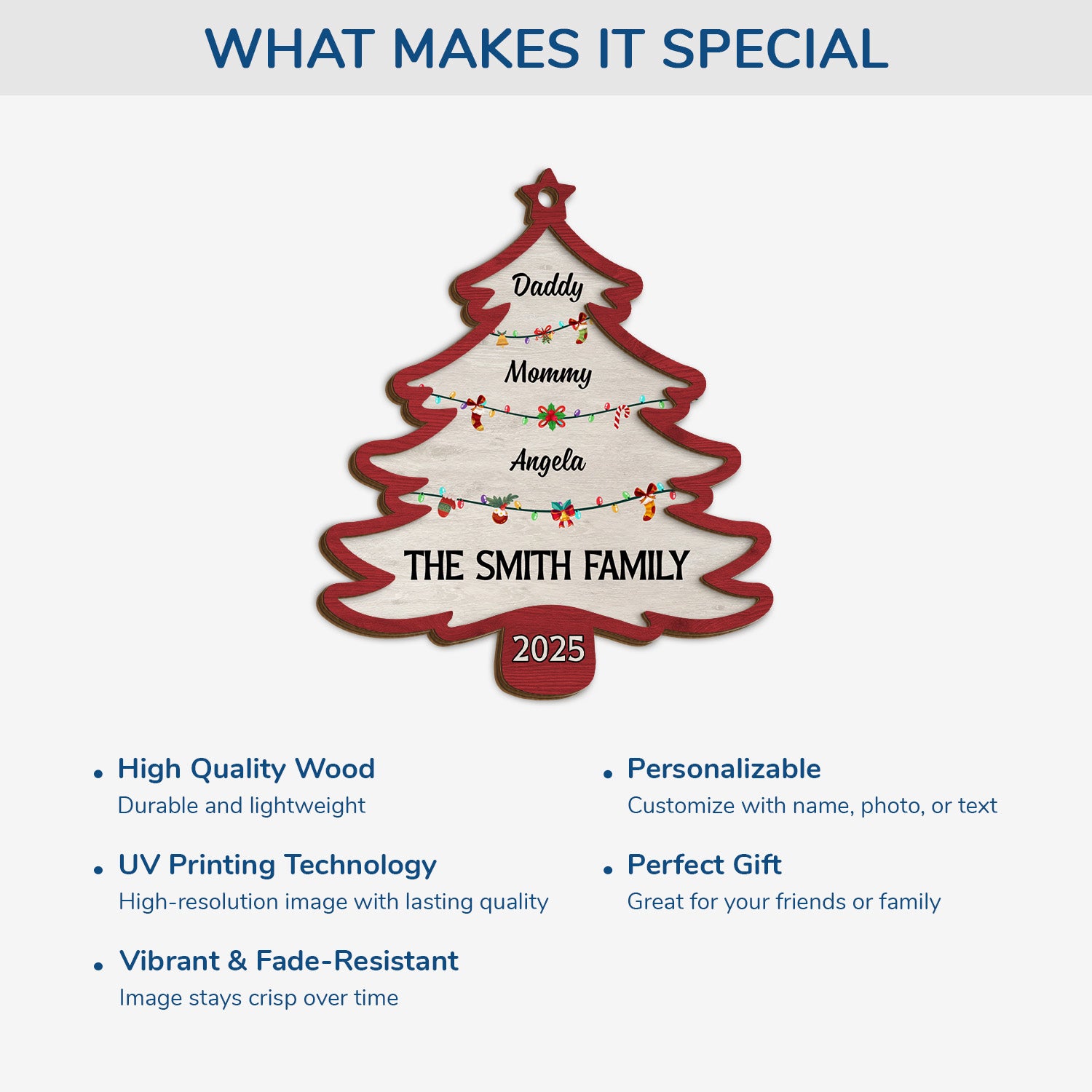 5527OUS4 personalized family gifts 2 layered wood christmas tree ornament 5527O3TNI