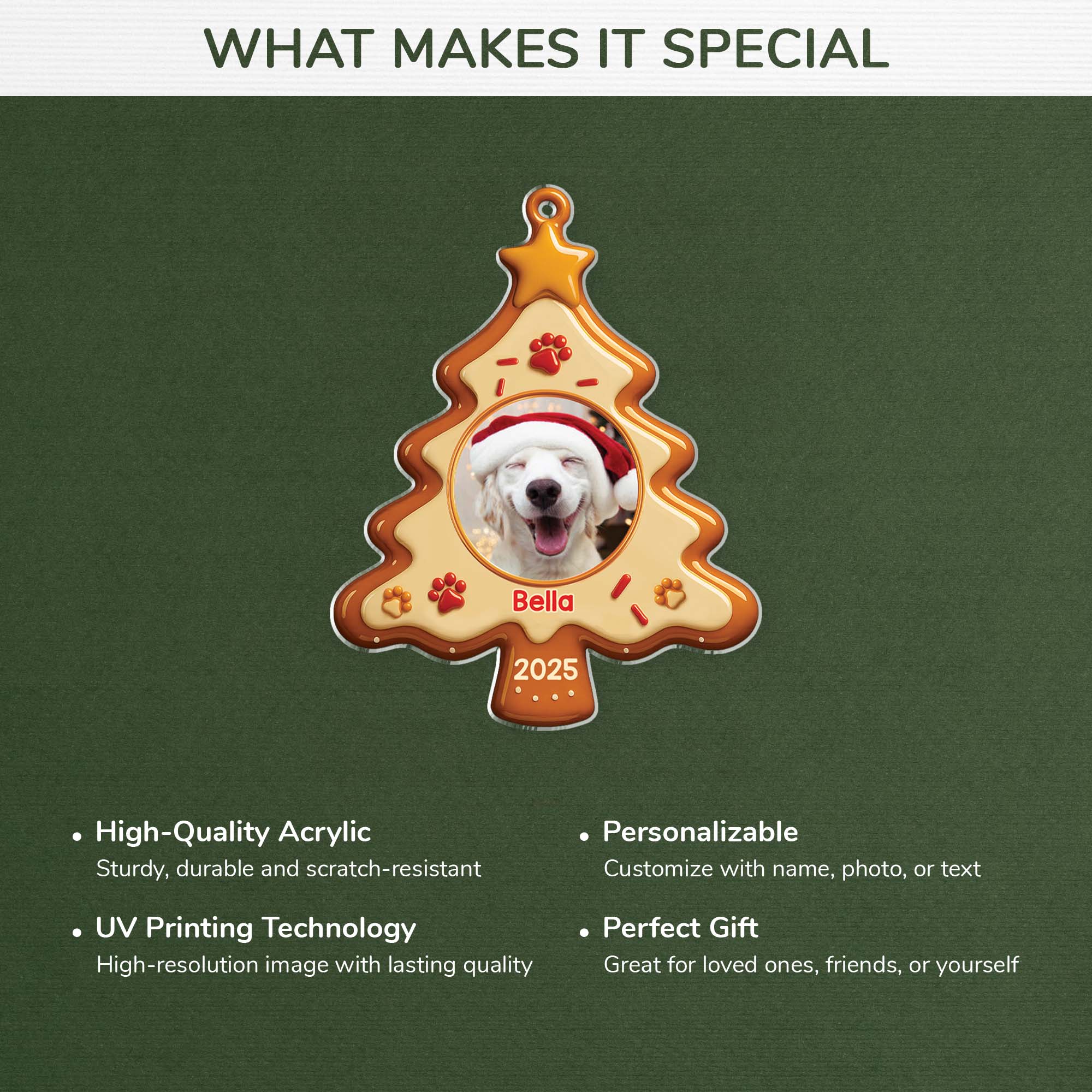 5531OUS4 custom dog gifts for owners acrylic christmas tree ornament 5531O3LAC