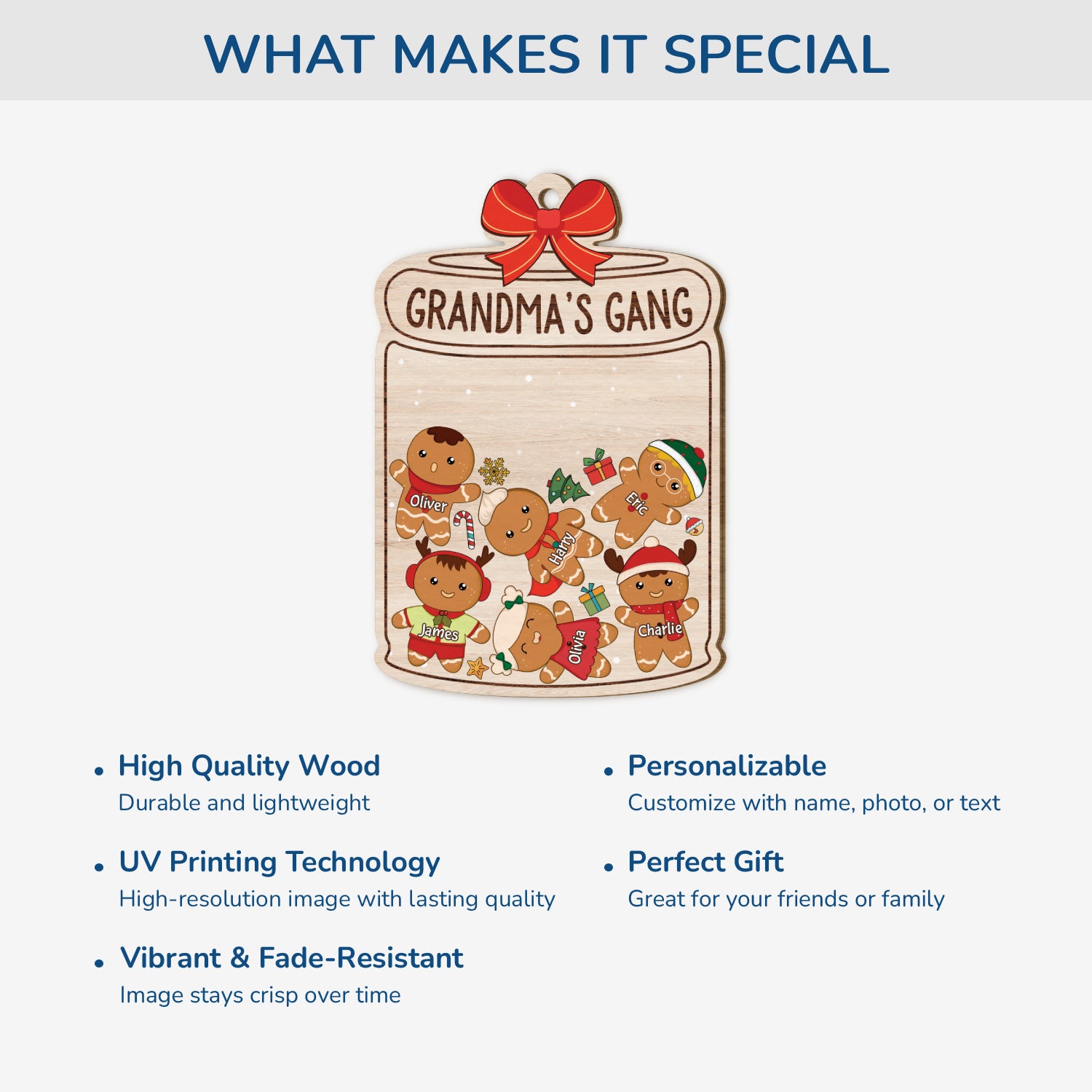 5534OUS4 custom grandma gifts 1 layered wood gingerbread man ornaments 5534O3YMA