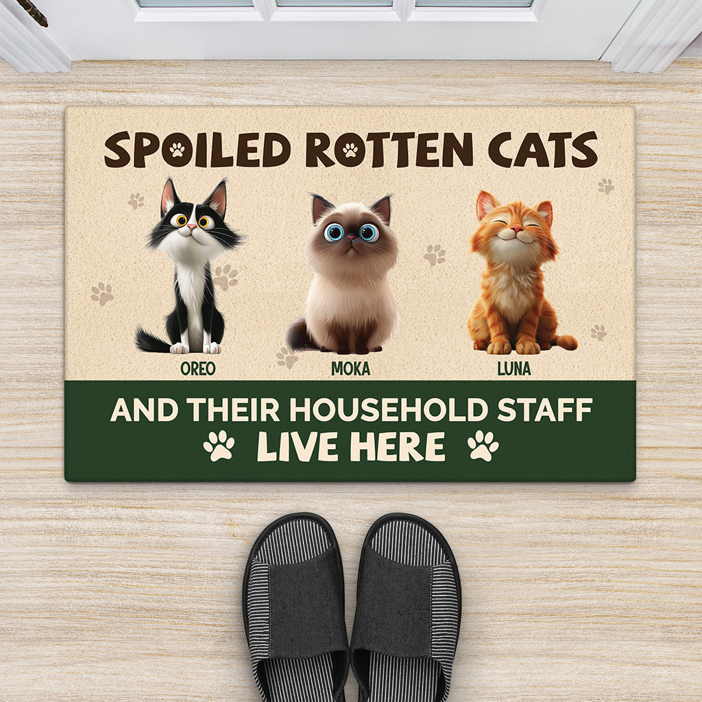 5536DUS2 personalized cat gifts spoiled rotten cats live here doormat 5536DTQAD