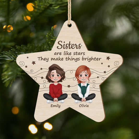 5546OUS1 custom_ 1 layered wooden ornaments christmas gifts for sisters 5546O8VZA